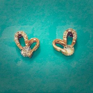 Rose gold and zirconia heart shape earrings